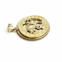 Load image into Gallery viewer, 10k yellow solid Gold round Taurus bull zodiac Pendant charm fine jewelry 2.4g

