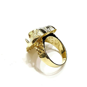 10k yellow gold ram head Aries zodiac men's Ring diamond cut jewelry Size 9.5