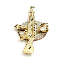 Load image into Gallery viewer, 14k yellow Gold AK-47 machine gun military rifle Pendant charm fine gift 10.3g
