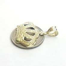 Load image into Gallery viewer, 10k yellow gold crown pendant charm fine jewelry gift necklace diamond cut 2.3g
