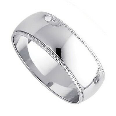 Men's Women's Solid 14K White Gold Milgrain Wedding Ring Band jewelry 7MM Size 6