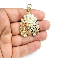 Load image into Gallery viewer, New 10k yellow solid Gold Indian face head Pendant fine gift jewelry 1.50" 7.8g
