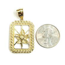 Load image into Gallery viewer, 10k yellow gold rectangular marijuana leaf pendant charm fine gift jewelry 4.6g
