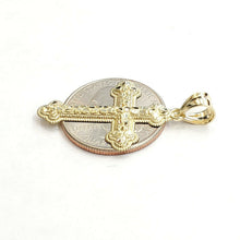 Load image into Gallery viewer, New 10k yellow gold nugget cross pendant charm fine jewelry religious gift 1.6g
