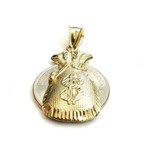 Load image into Gallery viewer, 10k yellow gold dollar sign money bag lucky pendant charm gift fine jewelry 3.2g
