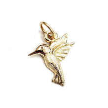 Load image into Gallery viewer, New 14k yellow Gold Tiny Solid Hummingbird Pendant charm gift fine jewelry 0.7g
