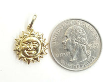 Load image into Gallery viewer, 14k yellow gold hollow sun sol pendant charm astrology fine jewelry 0.62" 1.4g
