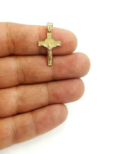 Load image into Gallery viewer, 14k gold two tone saint benedict san benito cross pendant religious jewelry 1.6g
