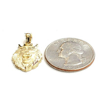 Load image into Gallery viewer, New 14k yellow Gold lion head face with crown Leo Pendant charm fine gift 2.4g

