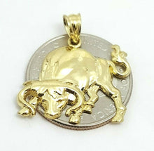 Load image into Gallery viewer, 10k yellow solid Gold taurus bull zodiac Pendant charm fine gift jewelry 1.9g
