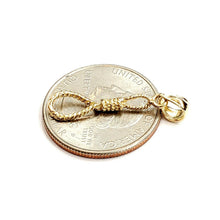 Load image into Gallery viewer, New 14k yellow Gold Noose rope 3D Pendant charm fine jewelry gift unisex 0.9g
