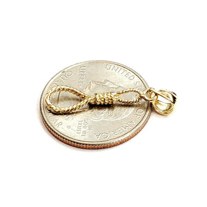 New 14k yellow Gold Noose rope 3D Pendant charm fine jewelry gift unisex 0.9g