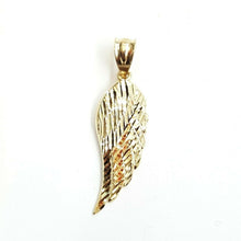 Load image into Gallery viewer, 14k Yellow Gold Single Angel Wing Pendant Diamond Cut Unisex fine jewelry 1.2g
