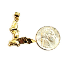 Load image into Gallery viewer, New 14k yellow gold 3D flying bat pendant charm gift fine jewelry polished 3.4g
