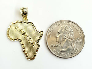 10k yellow gold Africa continent outline map pendant charm fine gift unisex 2.7g