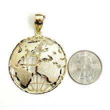 Load image into Gallery viewer, New 10k yellow gold round globe planet earth world map pendant jewelry 1.61" 9g
