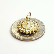 Load image into Gallery viewer, 14k yellow gold hollow sun sol pendant charm astrology fine jewelry 0.62" 1.4g
