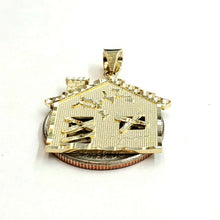 Load image into Gallery viewer, New 14k yellow gold trap house pendant charm diamond cut gift fine jewelry 3.2g
