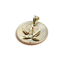 Load image into Gallery viewer, 10k yellow gold marijuana leaf weed pendant charm fine gift medical jewelry 0.9g
