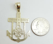 Load image into Gallery viewer, New 10k yellow solid Gold anchor and wheel Pendant charm fine gift jewelry 3.6g

