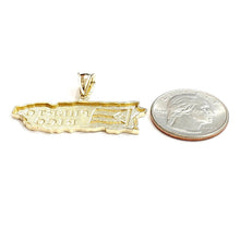 Load image into Gallery viewer, New 10k yellow gold Puerto Rico outline map pendant charm gift fine jewelry 3.6g
