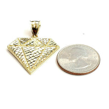Load image into Gallery viewer, 10k yellow gold diamond shape pendant charm fine gift jewelry diamond cut 3.8g
