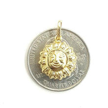 Load image into Gallery viewer, 14k yellow gold hollow sun sol pendant charm gift fine jewelry 0.55" 1.4g
