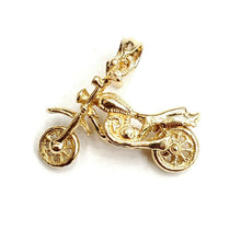 Load image into Gallery viewer, 14k yellow Gold 3D motorcycle Pendant charm sport bikers gift fine jewelry 3.8g

