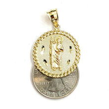 Load image into Gallery viewer, 10k yellow gold round saint Jude juda pendant charm religious jewelry 0.97" 4g
