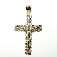 Load image into Gallery viewer, New 10k yellow gold nugget cross jesus pendant fine jewelry religious gift 6.9g
