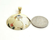 Load image into Gallery viewer, New 10k yellow Gold soccer ball Pendant charm sport fine gift jewelry 1.37" 5.8g
