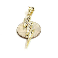 Load image into Gallery viewer, 10k yellow gold lightning bolt pendant charm fine gift jewelry diamond cut 2.4g
