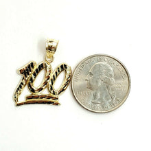 Load image into Gallery viewer, New 10K Solid Yellow Gold Diamond Cut One Hundred 100 Charm Pendant jewelry 2g
