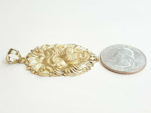 Load image into Gallery viewer, 14k yellow solid Gold lion leo head face zodiac Pendant charm fine jewelry 8.2g

