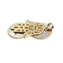 Load image into Gallery viewer, New 14k yellow gold khamsa hamsa hand lucky Jewish filigree pendant jewelry 8.5g
