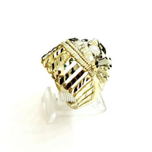 Load image into Gallery viewer, 10k yellow gold native American Indian chief head mens Ring diamond cut Size 9.5
