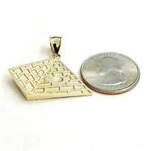 Load image into Gallery viewer, 10k yellow solid Gold Egyptian pyramid eye Pendant diamond cut fine jewelry 4g
