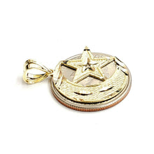 Load image into Gallery viewer, 10k yellow gold moon and star pendant charm diamond cut astronomy jewelry 1.8g
