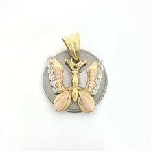 Load image into Gallery viewer, New 14k tri color solid Gold butterfly full body Pendant charm gift jewelry 4.2g
