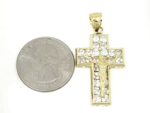 Load image into Gallery viewer, New 14k yellow gold cross Jesus pendant cubic zirconia religious jewelry 6g
