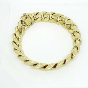 10K yellow gold 14.75mm hollow Cuban Miami bracelet Fine gift jewelry 9" 53.8g