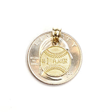 Load image into Gallery viewer, New 10k yellow Gold tiny baseball #1 player Pendant charm sport jewelry 1.1g
