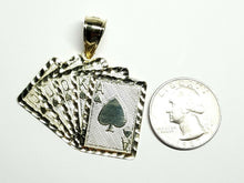 Load image into Gallery viewer, 10k yellow solid Gold playing card Pendant charm casino fine jewelry unisex 8.8g
