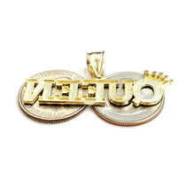 Load image into Gallery viewer, 10k yellow Gold Queen Crown Tiara Pendant charm diamond cut fine jewelry 4.4g
