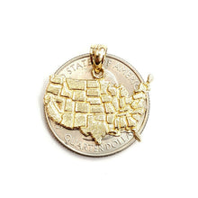 Load image into Gallery viewer, 14k yellow gold United States USA outline map pendant charm fine jewelry 2.2g
