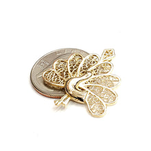 Load image into Gallery viewer, 14k yellow gold peacock pavo real bird filigree pendant charm fine jewelry 3.8g
