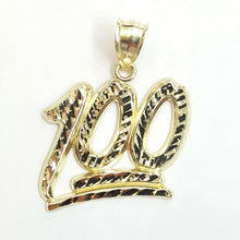 Load image into Gallery viewer, New 10K Solid Yellow Gold Diamond Cut One Hundred 100 Charm Pendant jewelry 2.9g
