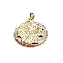 Load image into Gallery viewer, New 14k solid yellow Gold Indian Chief face head Pendant fine jewelry 3.6g
