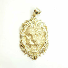 Load image into Gallery viewer, 14k yellow solid Gold lion leo head face zodiac Pendant charm fine jewelry 8.4g
