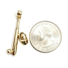 Load image into Gallery viewer, 14k yellow Gold baseball bat hat Pendant charm sport game fine jewelry gift 3.8g
